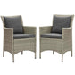 Modway Conduit Outdoor Patio Wicker Rattan Dining Armchair Set of 2 FredCo