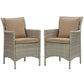 Modway Conduit Outdoor Patio Wicker Rattan Dining Armchair Set of 2 FredCo
