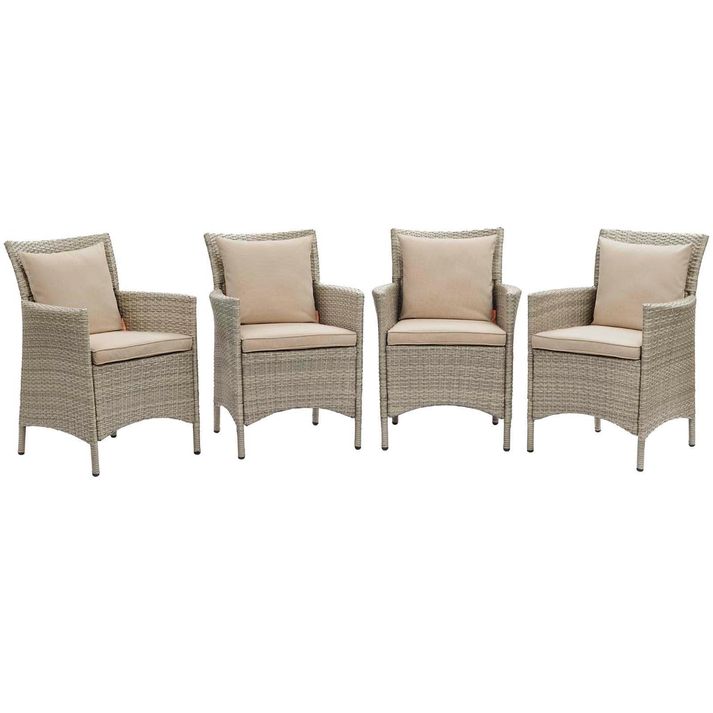 Modway Conduit Outdoor Patio Wicker Rattan Dining Armchair Set of 4 FredCo