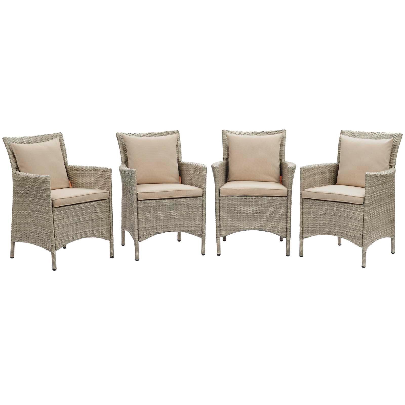 Modway Conduit Outdoor Patio Wicker Rattan Dining Armchair Set of 4 FredCo