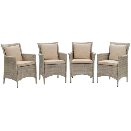 Modway Conduit Outdoor Patio Wicker Rattan Dining Armchair Set of 4 FredCo