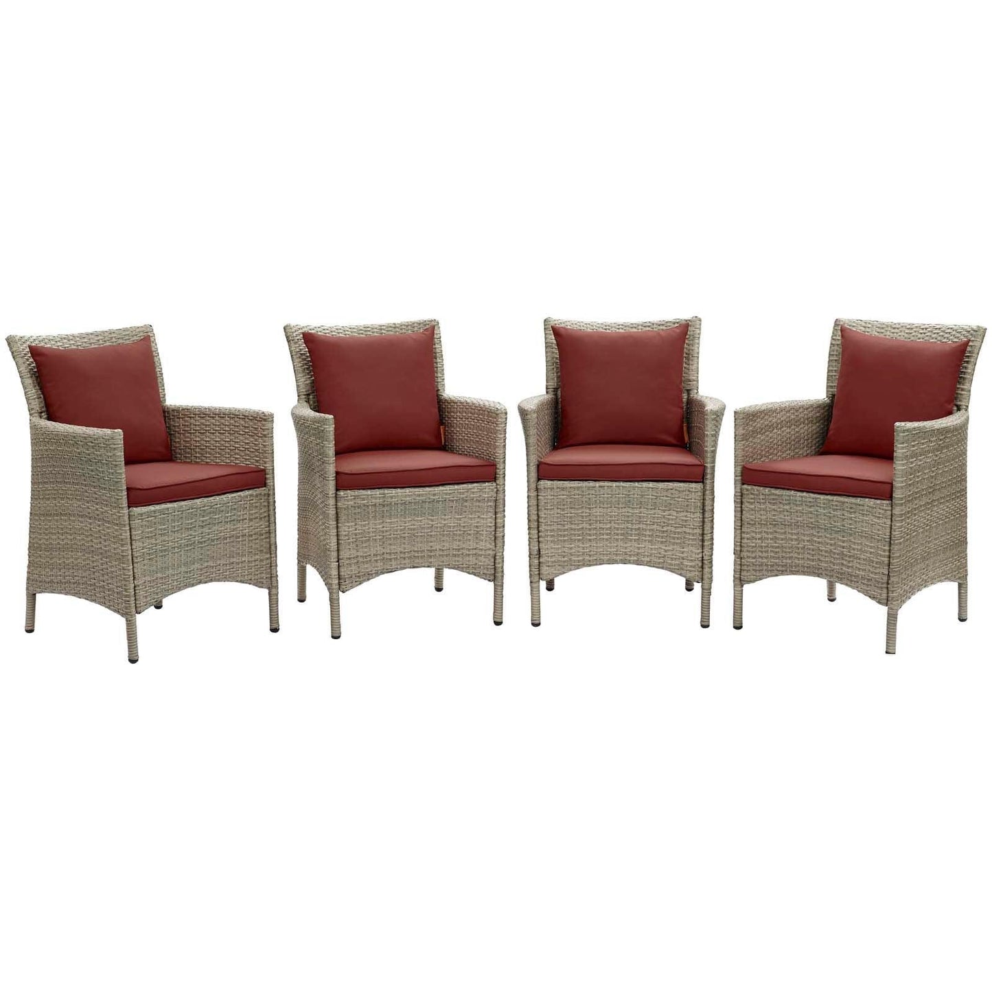 Modway Conduit Outdoor Patio Wicker Rattan Dining Armchair Set of 4 FredCo