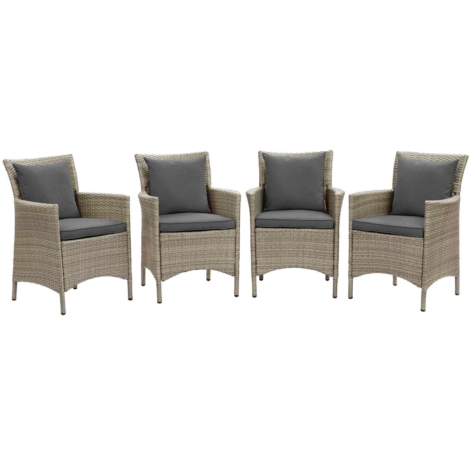 Modway Conduit Outdoor Patio Wicker Rattan Dining Armchair Set of 4 FredCo