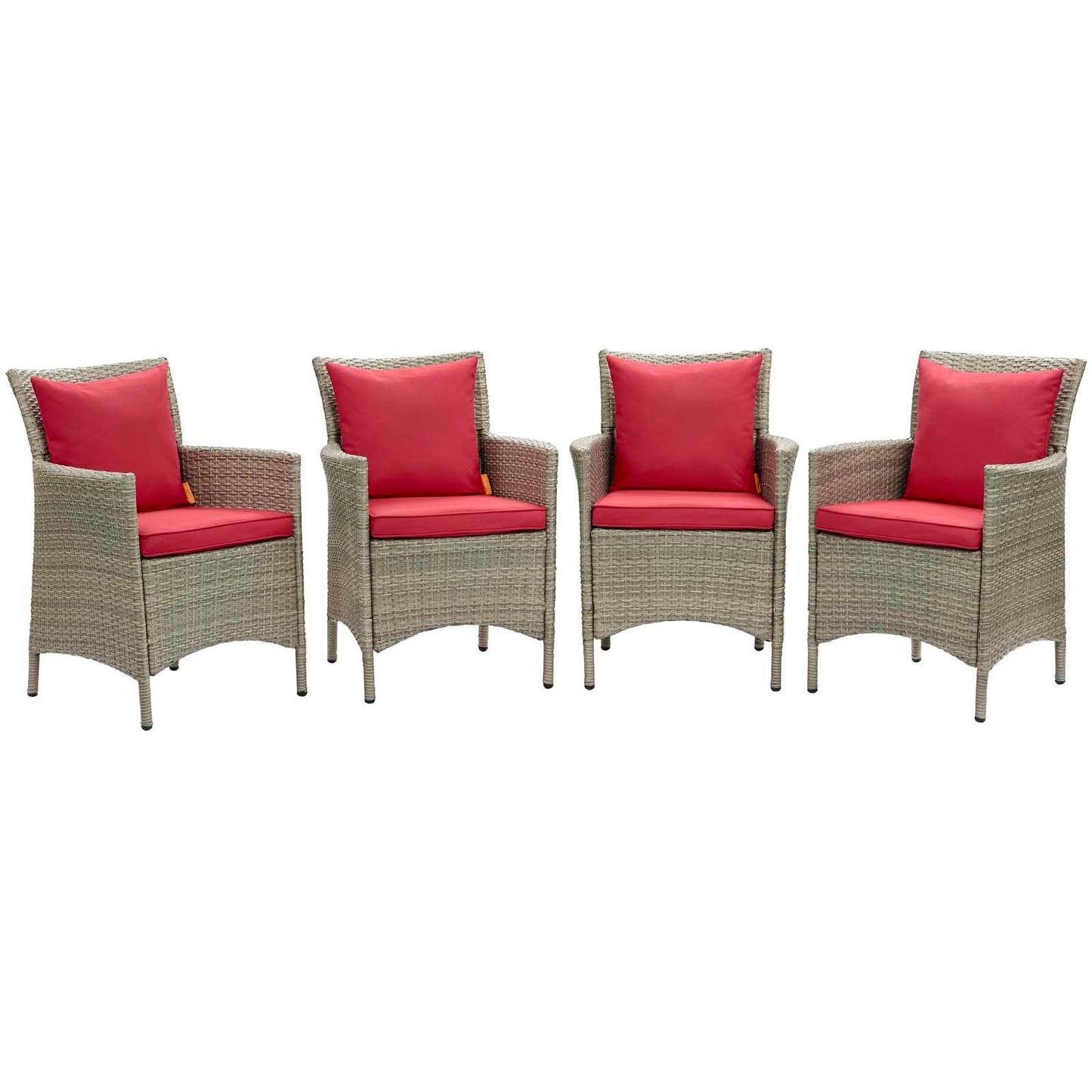 Modway Conduit Outdoor Patio Wicker Rattan Dining Armchair Set of 4 FredCo