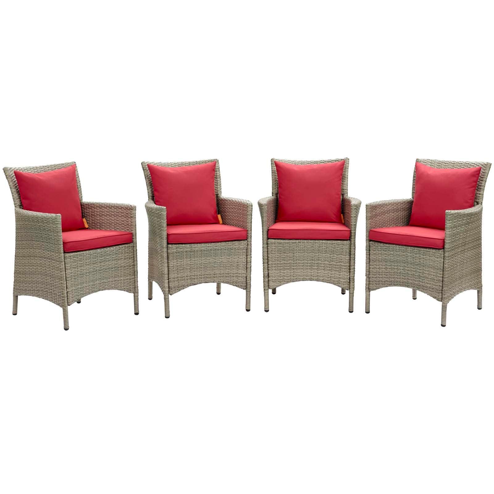 Modway Conduit Outdoor Patio Wicker Rattan Dining Armchair Set of 4 FredCo
