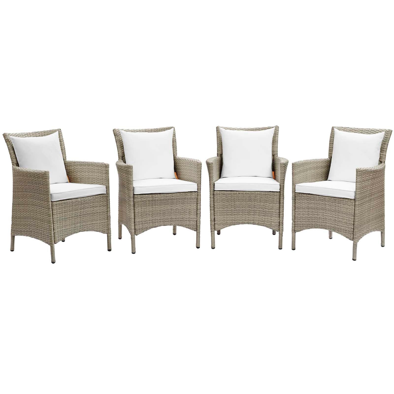Modway Conduit Outdoor Patio Wicker Rattan Dining Armchair Set of 4 FredCo