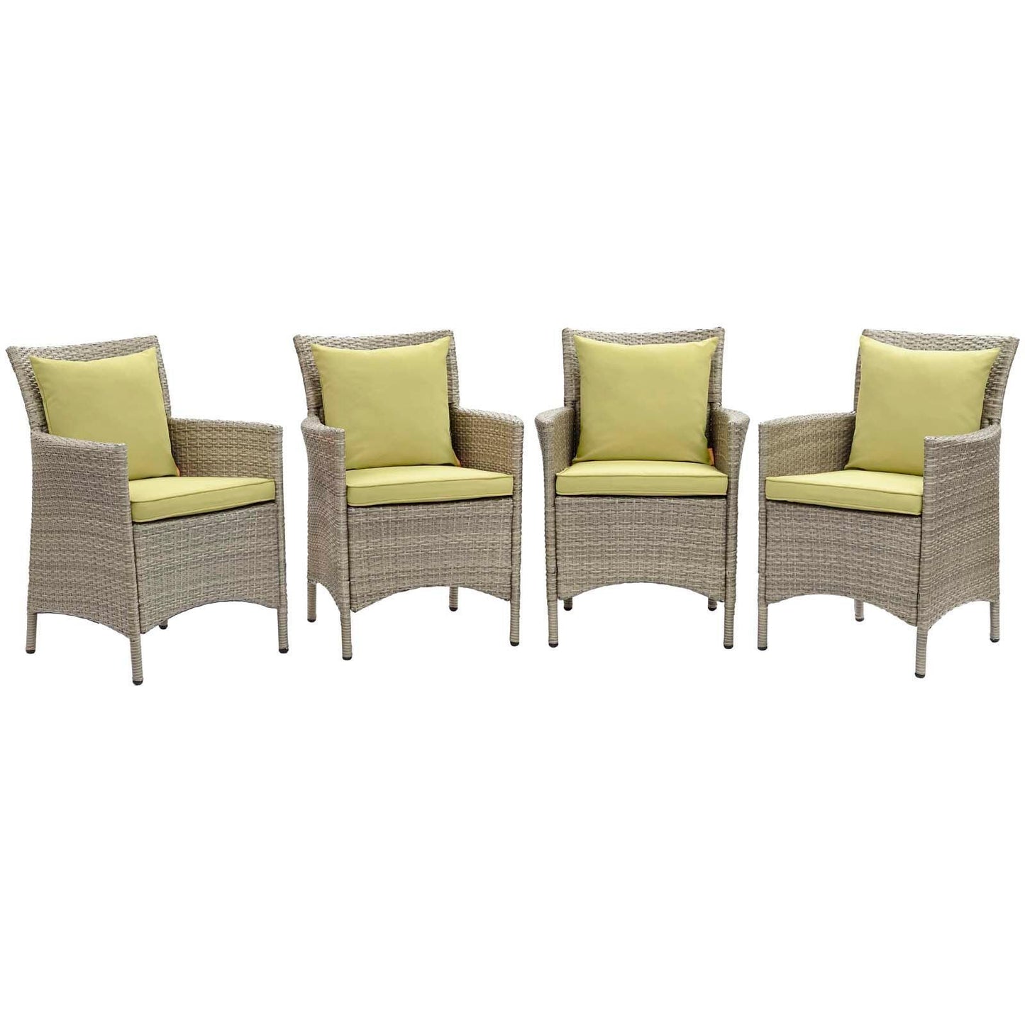 Modway Conduit Outdoor Patio Wicker Rattan Dining Armchair Set of 4 FredCo