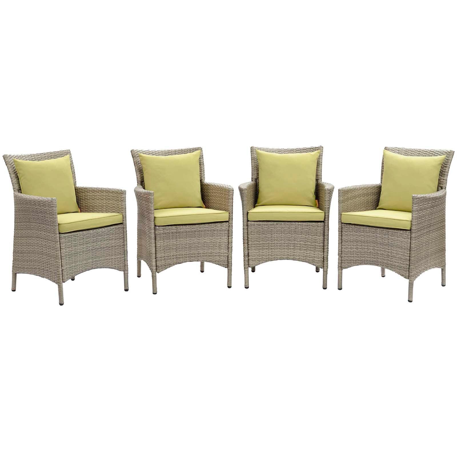 Modway Conduit Outdoor Patio Wicker Rattan Dining Armchair Set of 4 FredCo