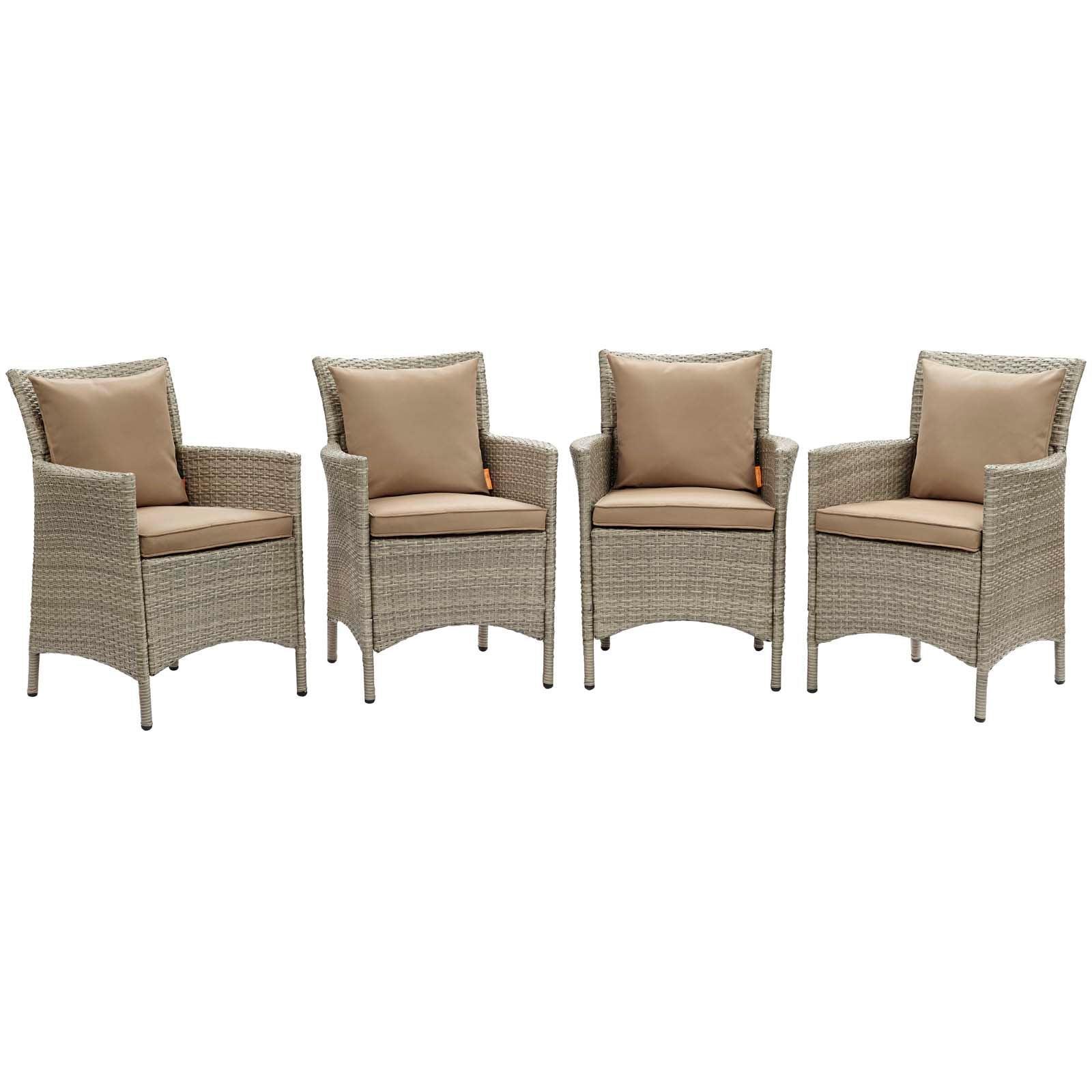 Modway Conduit Outdoor Patio Wicker Rattan Dining Armchair Set of 4 FredCo
