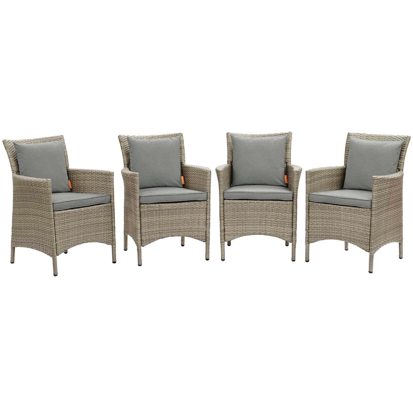 Modway Conduit Outdoor Patio Wicker Rattan Dining Armchair Set of 4 FredCo