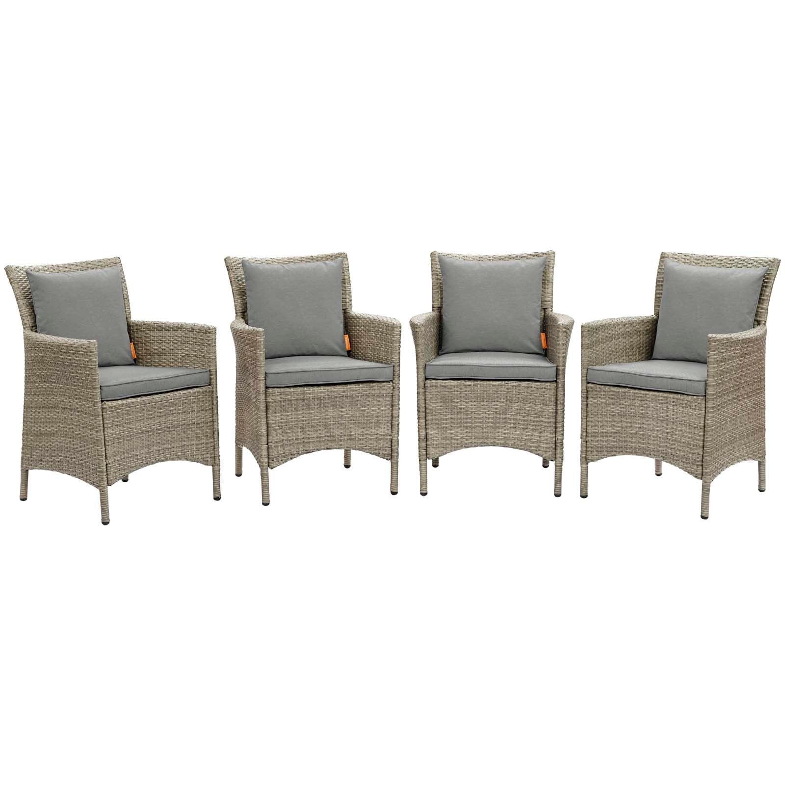 Modway Conduit Outdoor Patio Wicker Rattan Dining Armchair Set of 4 FredCo