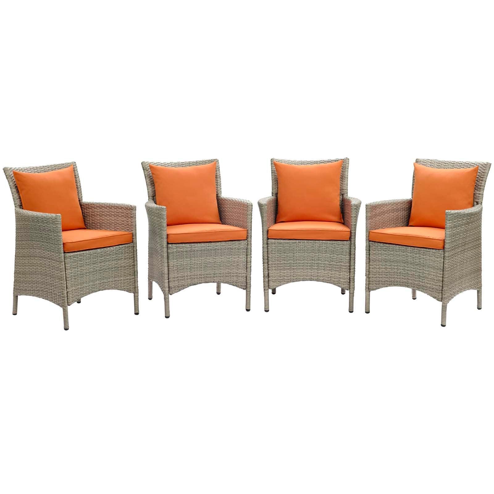 Modway Conduit Outdoor Patio Wicker Rattan Dining Armchair Set of 4 FredCo