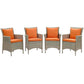 Modway Conduit Outdoor Patio Wicker Rattan Dining Armchair Set of 4 FredCo