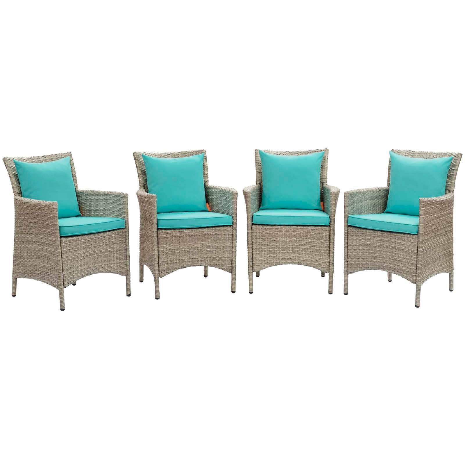 Modway Conduit Outdoor Patio Wicker Rattan Dining Armchair Set of 4 FredCo