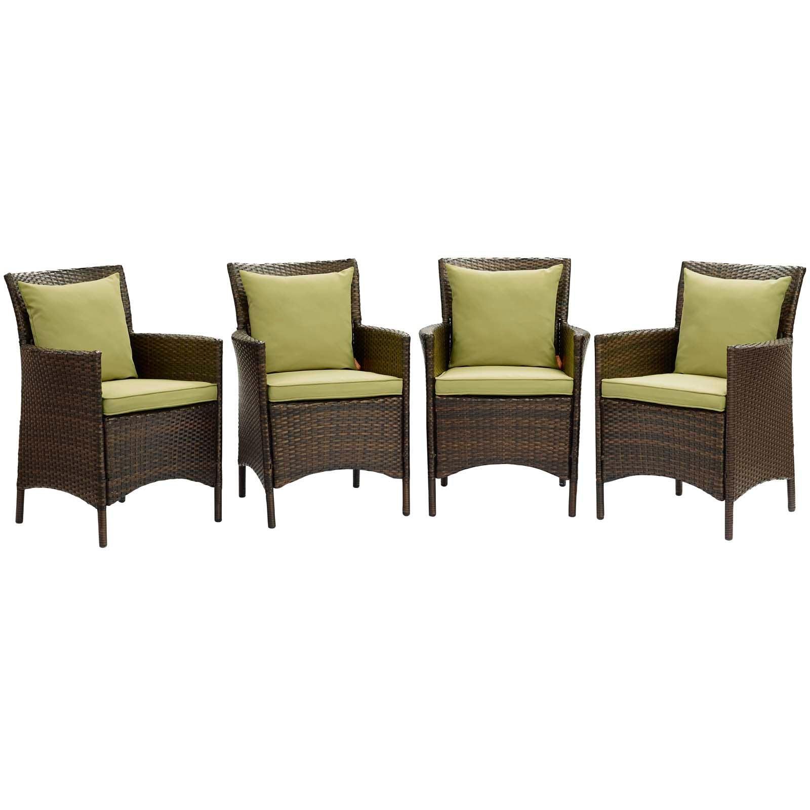 Modway Conduit Outdoor Patio Wicker Rattan Dining Armchair Set of 4, EEI-4031 FredCo