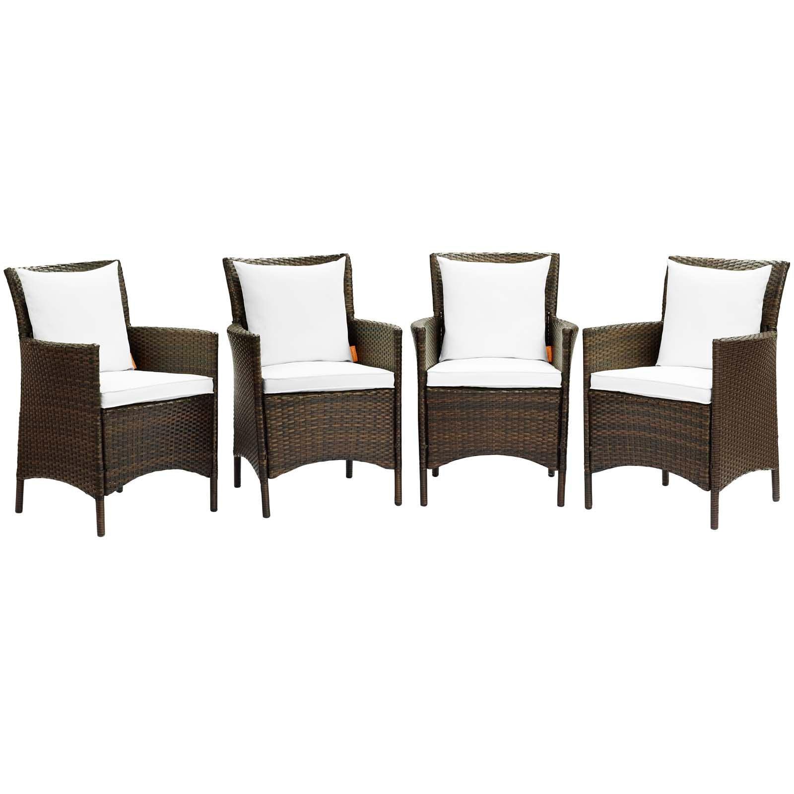 Modway Conduit Outdoor Patio Wicker Rattan Dining Armchair Set of 4, EEI-4031 FredCo