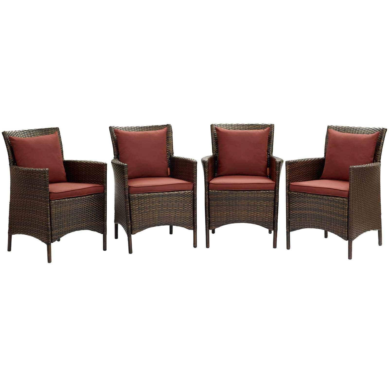 Modway Conduit Outdoor Patio Wicker Rattan Dining Armchair Set of 4, EEI-4031 FredCo