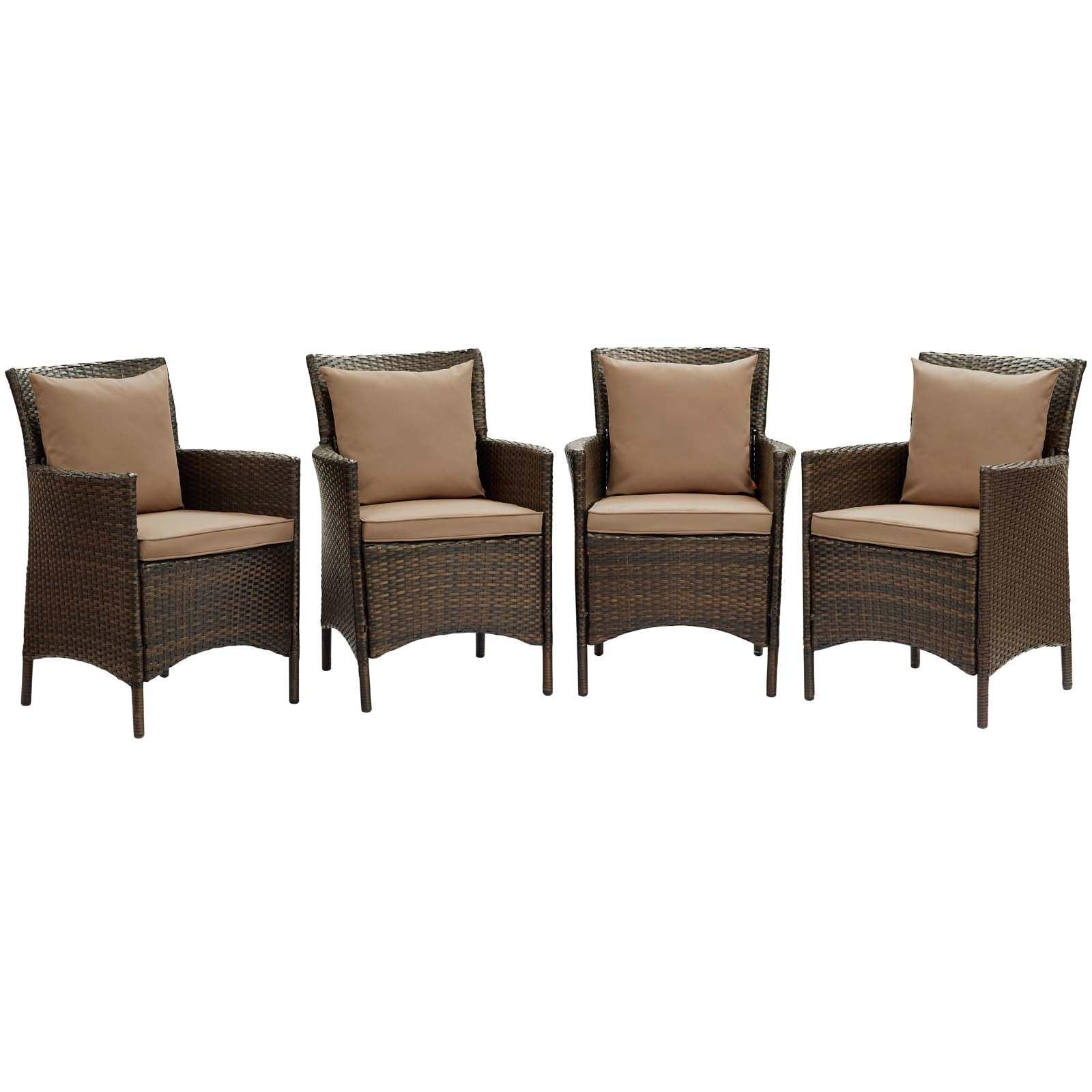 Modway Conduit Outdoor Patio Wicker Rattan Dining Armchair Set of 4, EEI-4031 FredCo