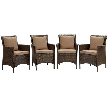 Modway Conduit Outdoor Patio Wicker Rattan Dining Armchair Set of 4, EEI-4031 FredCo