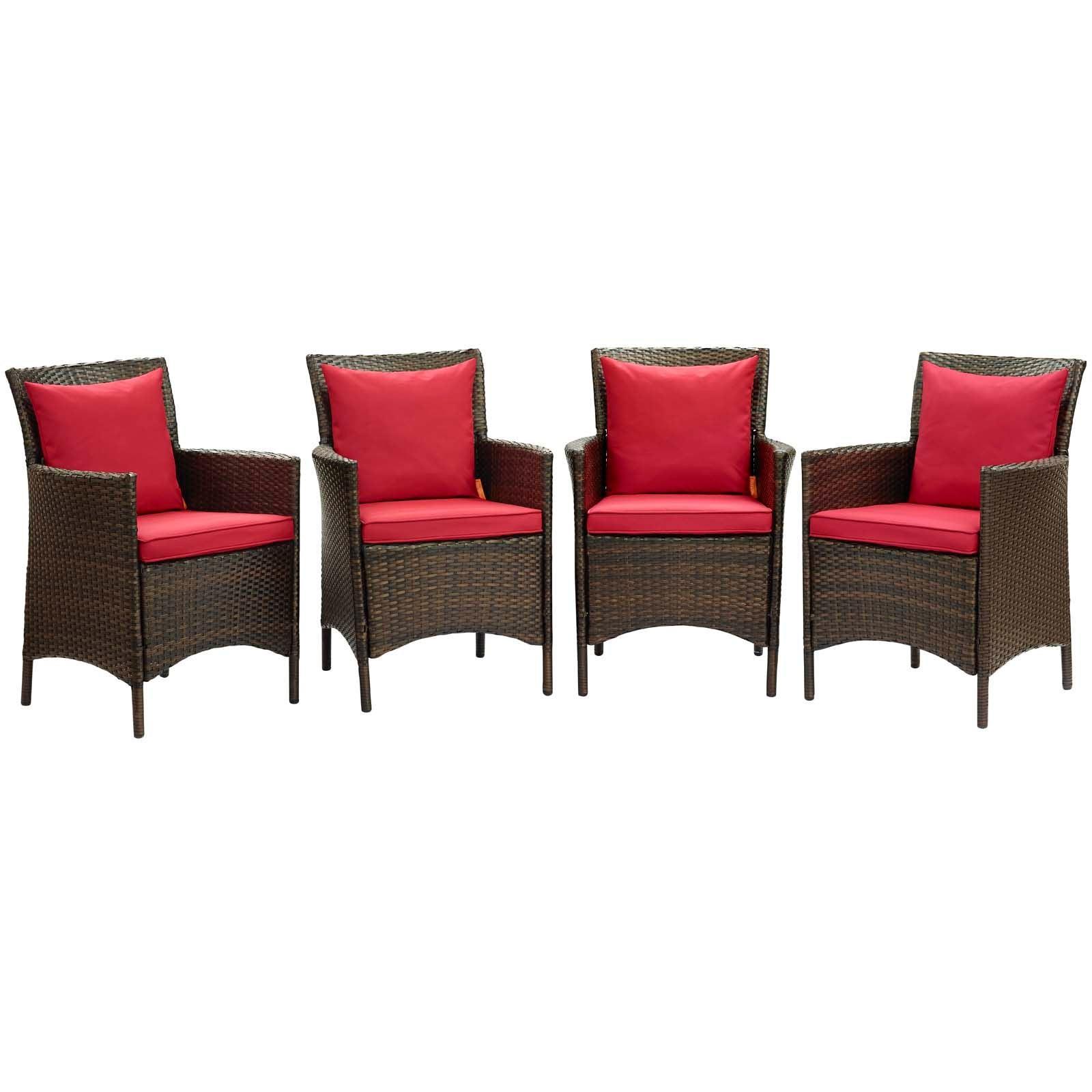 Modway Conduit Outdoor Patio Wicker Rattan Dining Armchair Set of 4, EEI-4031 FredCo