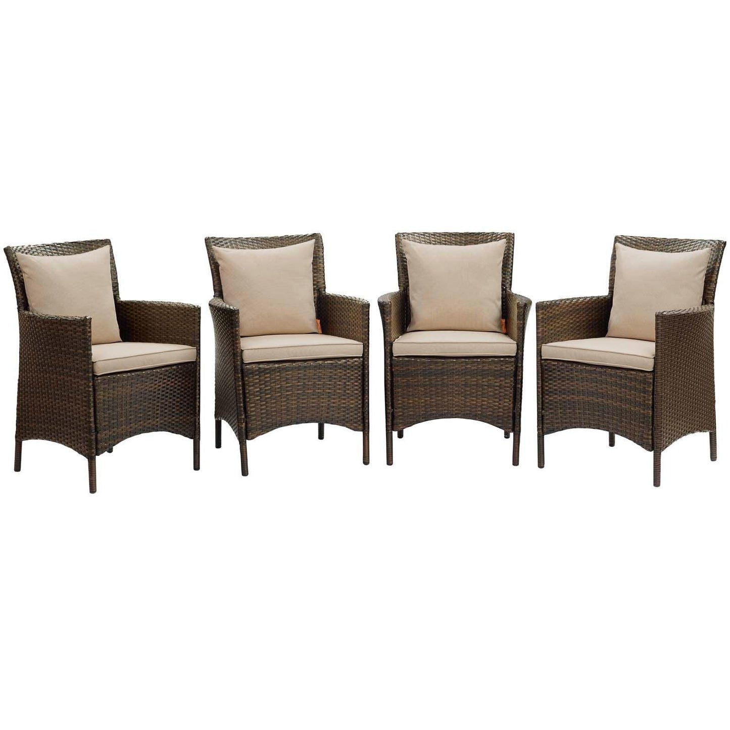 Modway Conduit Outdoor Patio Wicker Rattan Dining Armchair Set of 4, EEI-4031 FredCo