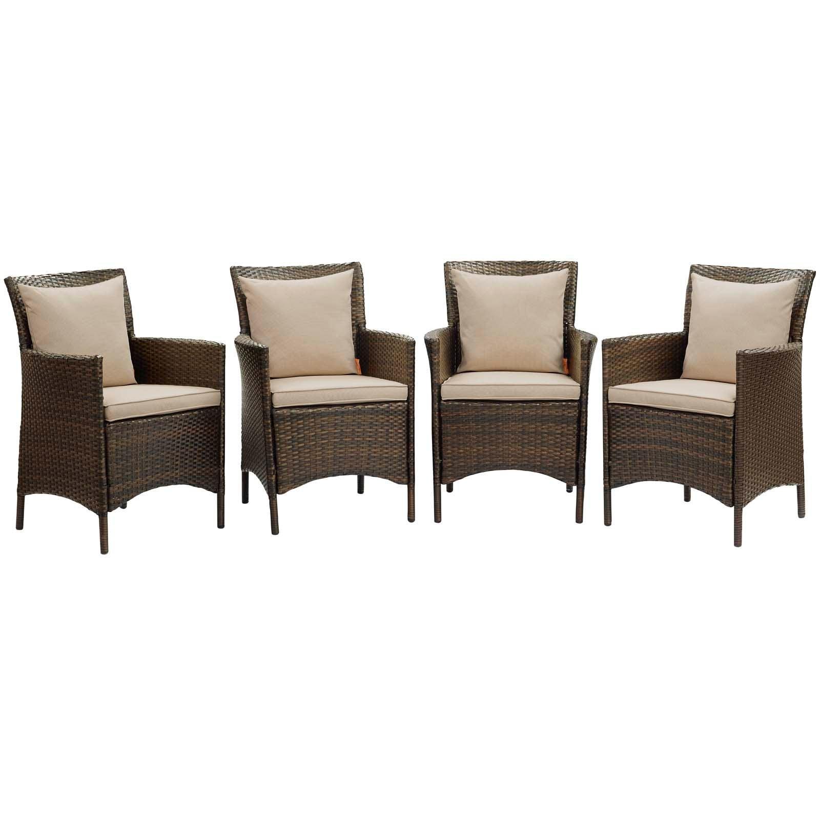 Modway Conduit Outdoor Patio Wicker Rattan Dining Armchair Set of 4, EEI-4031 FredCo