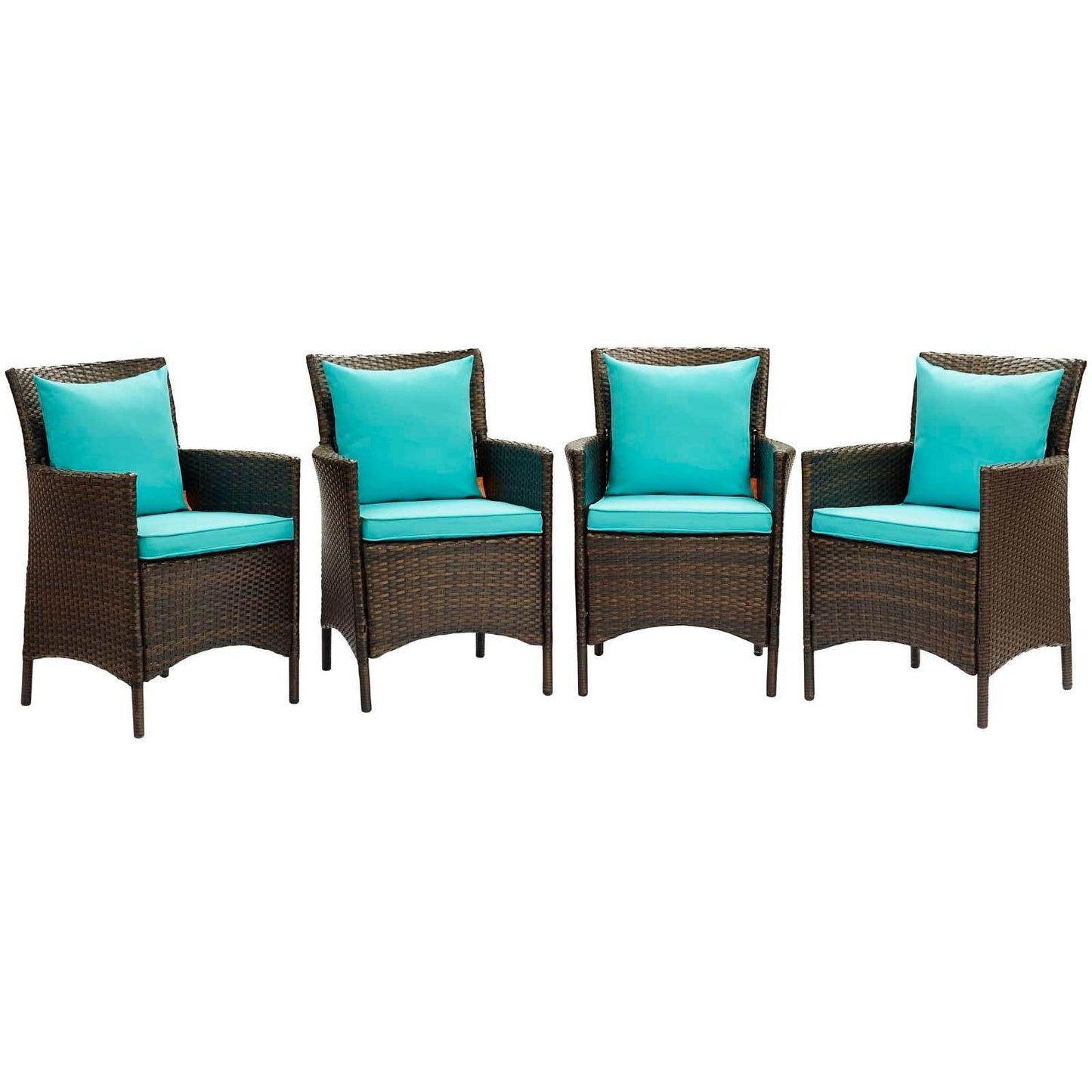 Modway Conduit Outdoor Patio Wicker Rattan Dining Armchair Set of 4, EEI-4031 FredCo