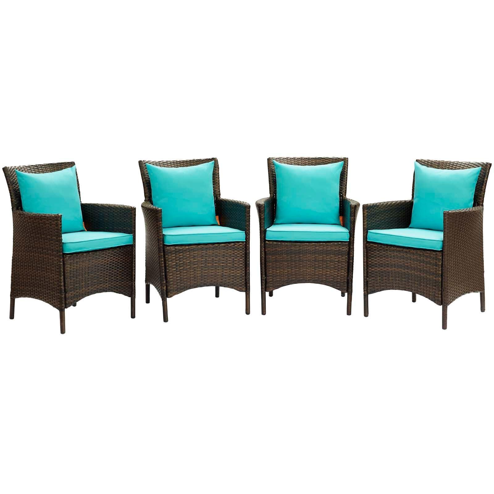 Modway Conduit Outdoor Patio Wicker Rattan Dining Armchair Set of 4, EEI-4031 FredCo