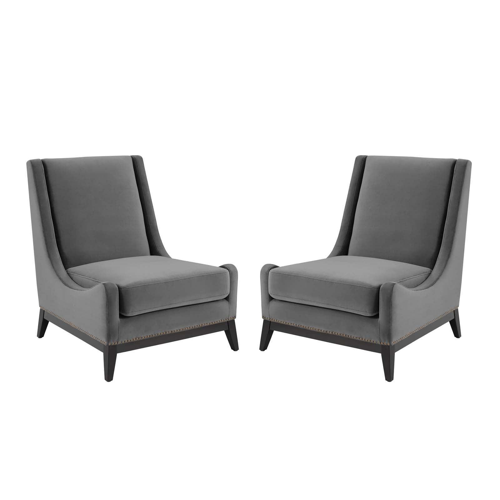 Modway Confident Lounge Chair Upholstered Performance Velvet Set of 2 FredCo