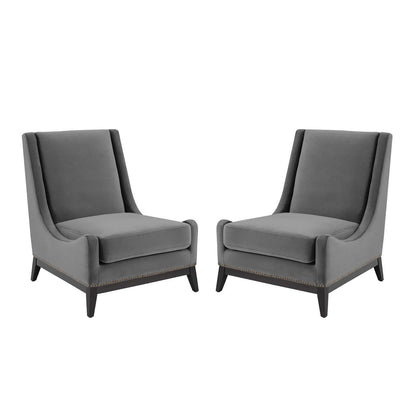 Modway Confident Lounge Chair Upholstered Performance Velvet Set of 2 FredCo