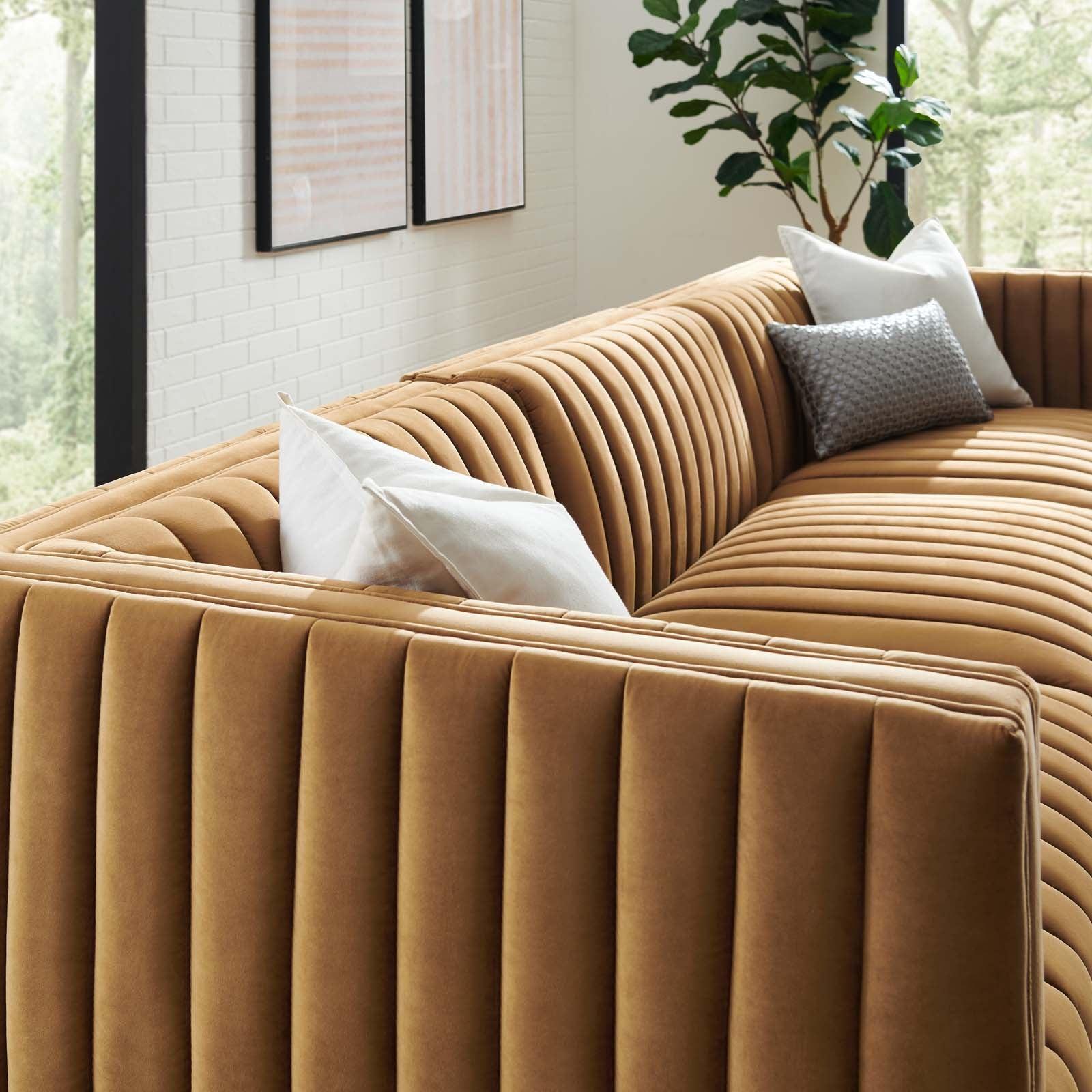 Modway Conjure Channel Tufted Performance Velvet 4-Piece Sectional FredCo