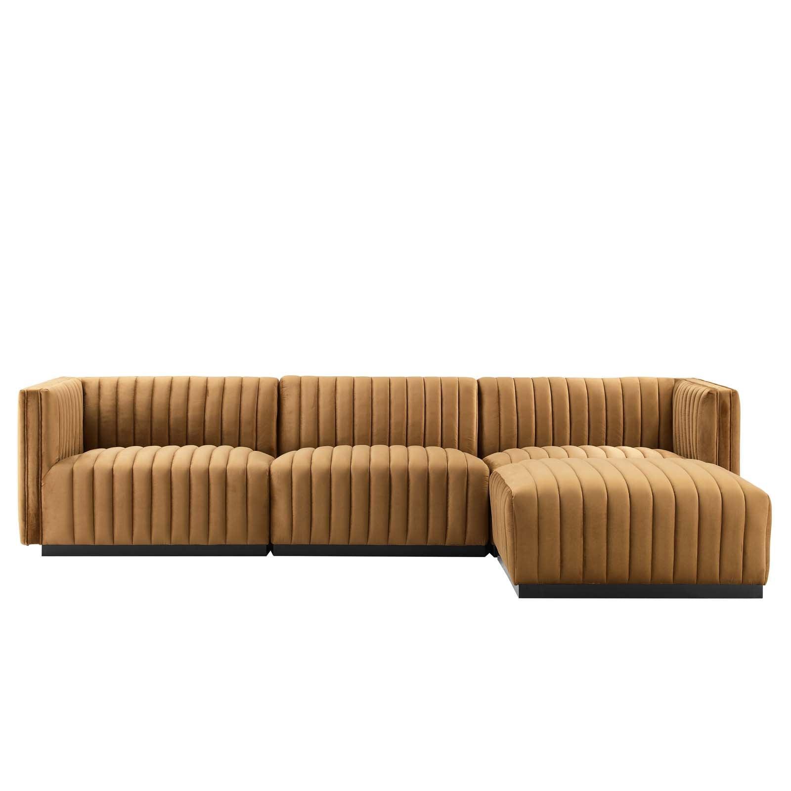 Modway Conjure Channel Tufted Performance Velvet 4-Piece Sectional FredCo