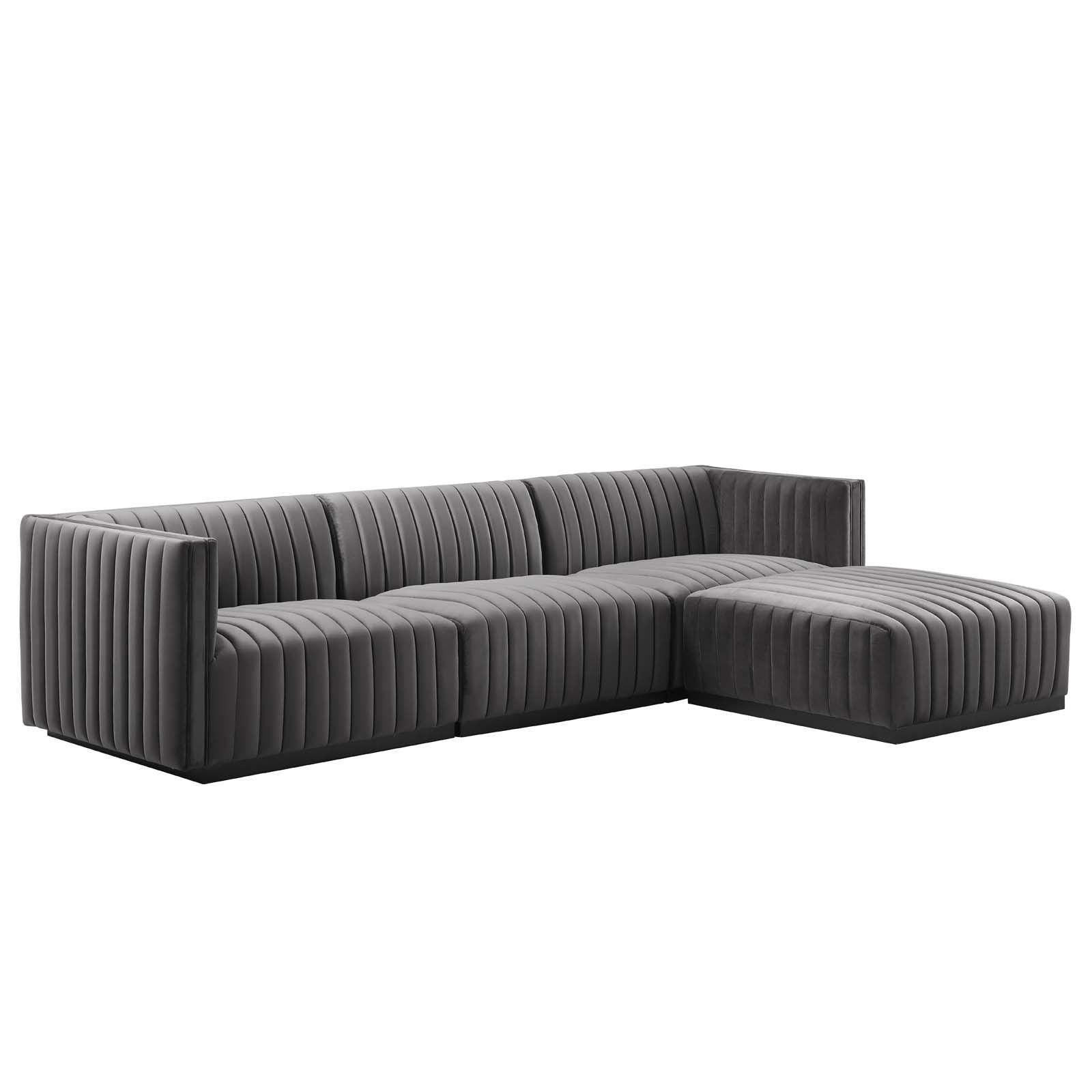 Modway Conjure Channel Tufted Performance Velvet 4-Piece Sectional FredCo