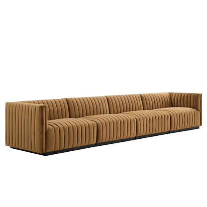 Modway Conjure Channel Tufted Performance Velvet 4-Piece Sofa FredCo