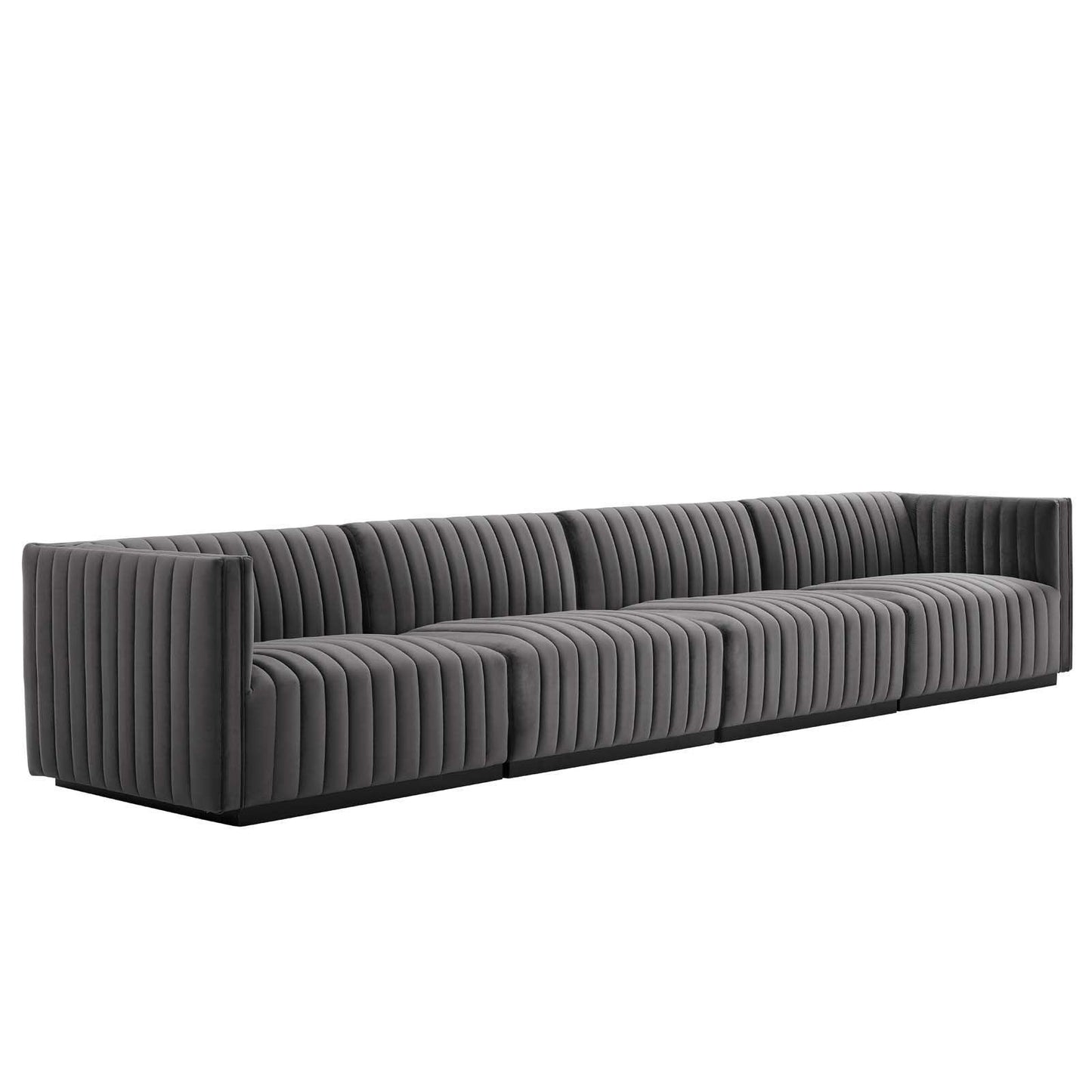 Modway Conjure Channel Tufted Performance Velvet 4-Piece Sofa FredCo