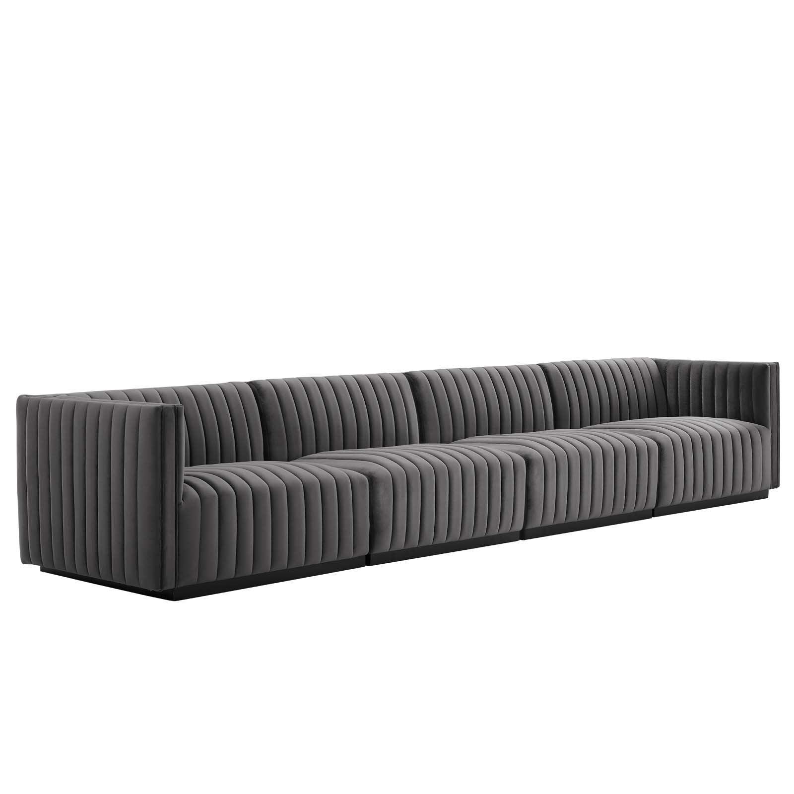 Modway Conjure Channel Tufted Performance Velvet 4-Piece Sofa FredCo