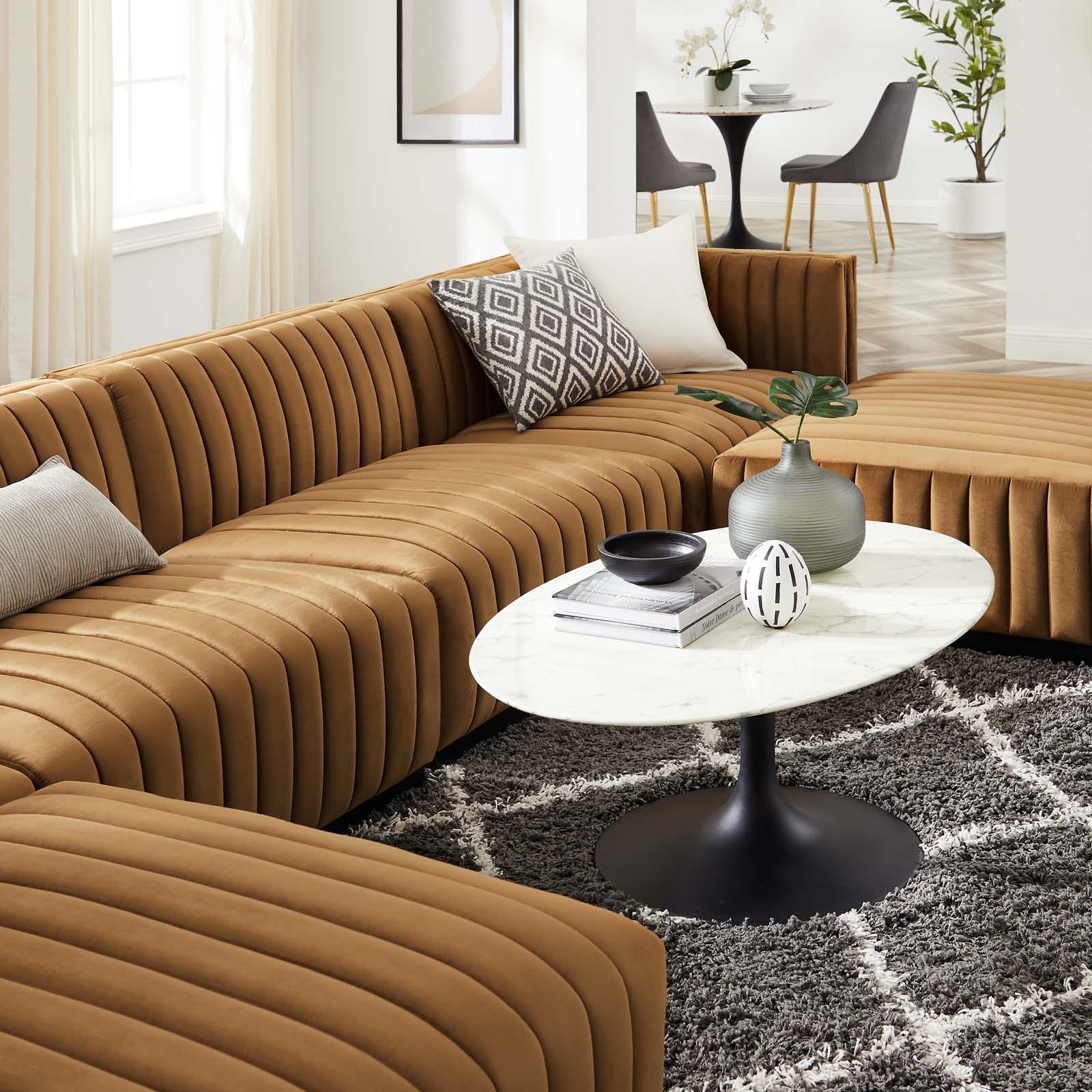 Modway Conjure Channel Tufted Performance Velvet 6-Piece Sectional FredCo