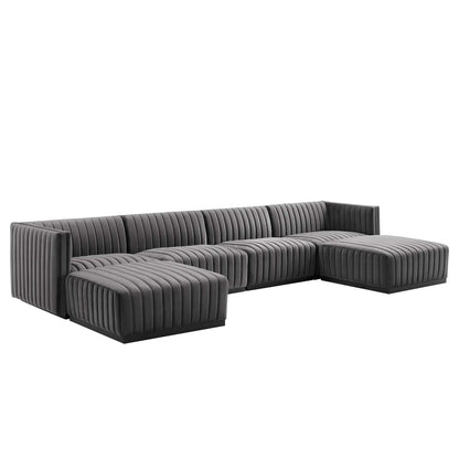 Modway Conjure Channel Tufted Performance Velvet 6-Piece Sectional FredCo