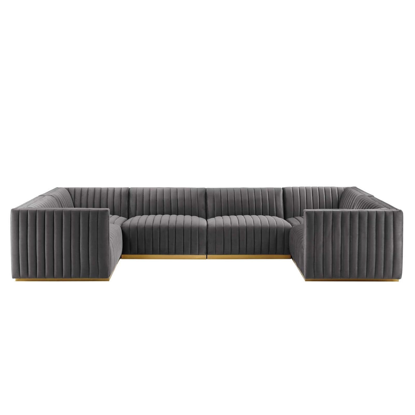 Modway Conjure Channel Tufted Performance Velvet 6-Piece U-Shaped Sectional FredCo