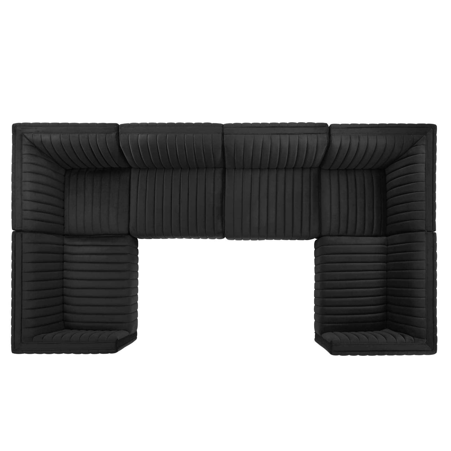Modway Conjure Channel Tufted Performance Velvet 6-Piece U-Shaped Sectional FredCo