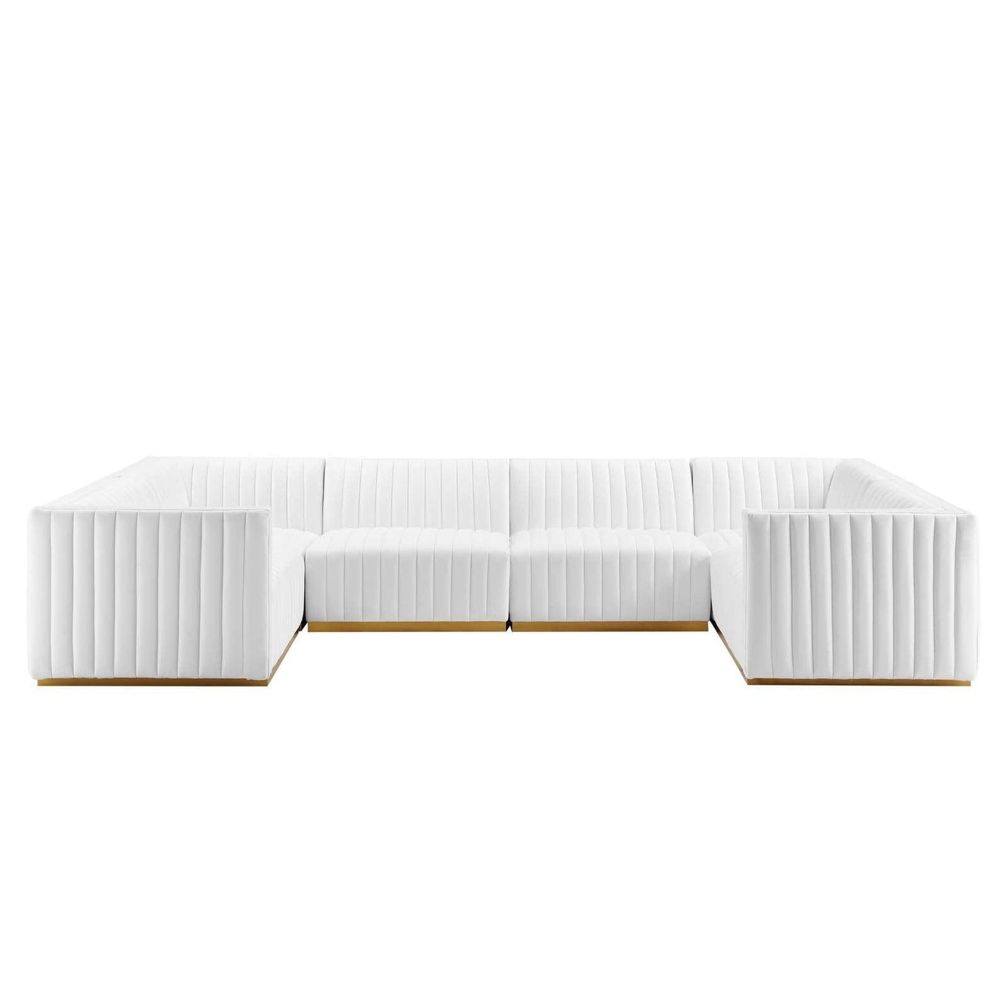 Modway Conjure Channel Tufted Performance Velvet 6-Piece U-Shaped Sectional FredCo