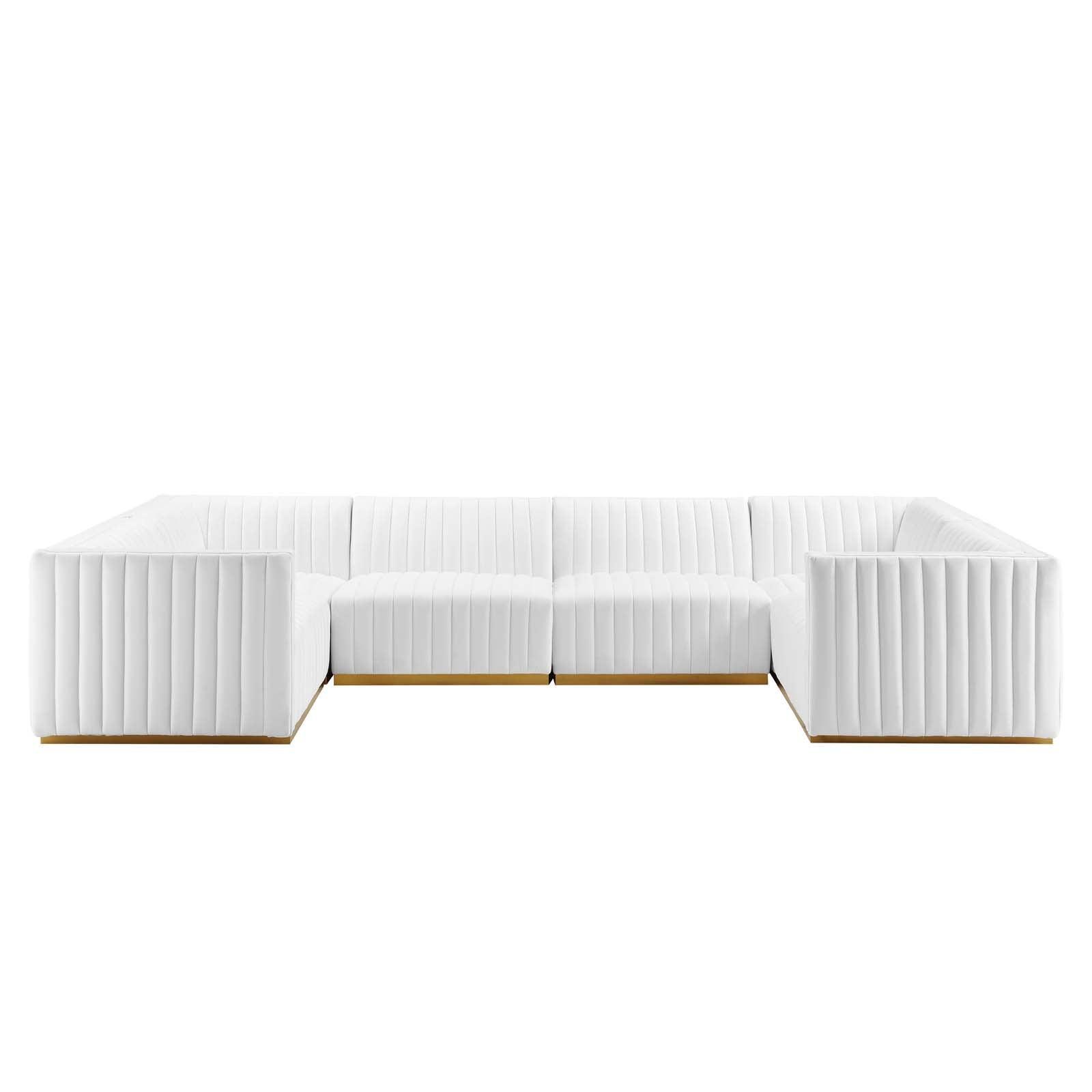 Modway Conjure Channel Tufted Performance Velvet 6-Piece U-Shaped Sectional FredCo