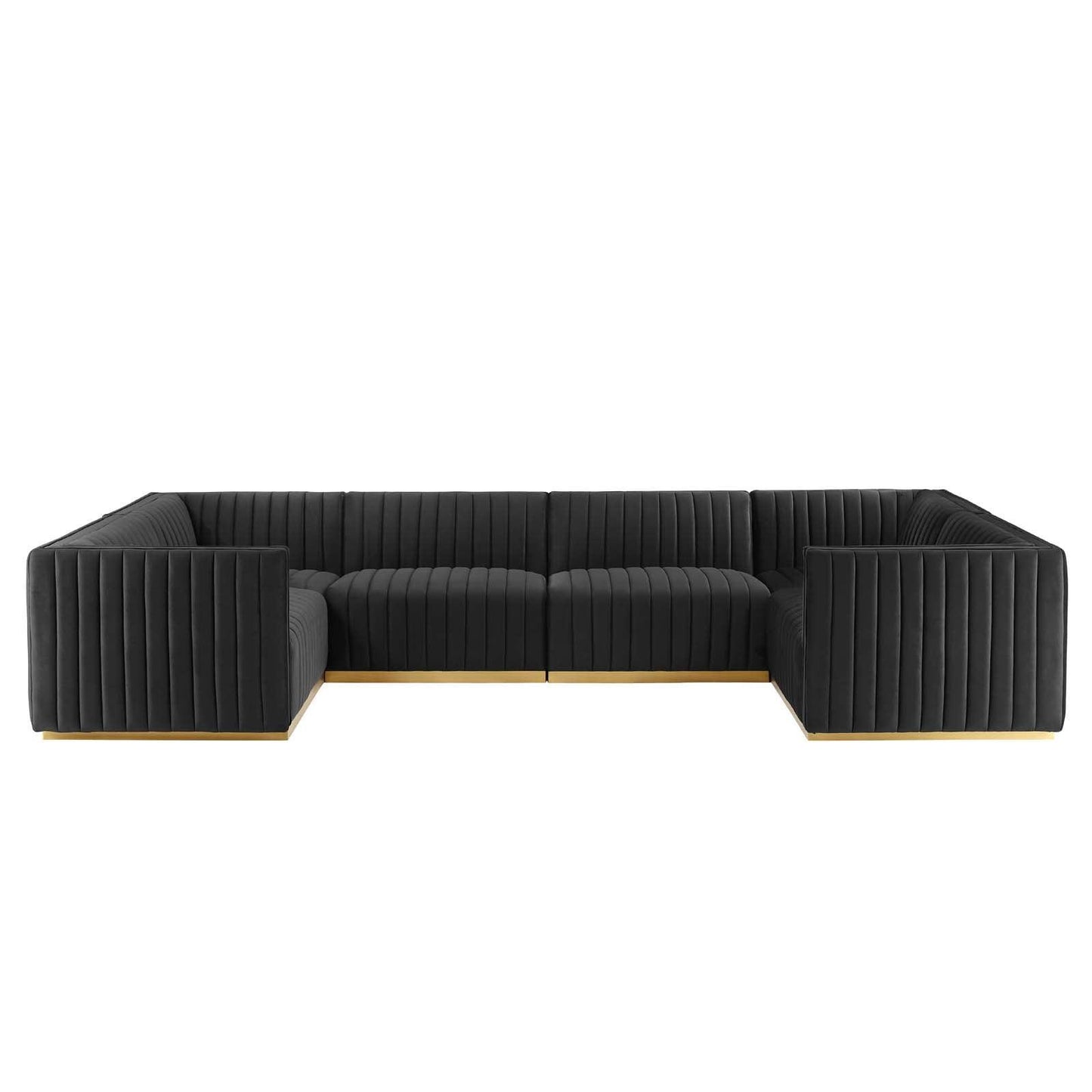 Modway Conjure Channel Tufted Performance Velvet 6-Piece U-Shaped Sectional FredCo