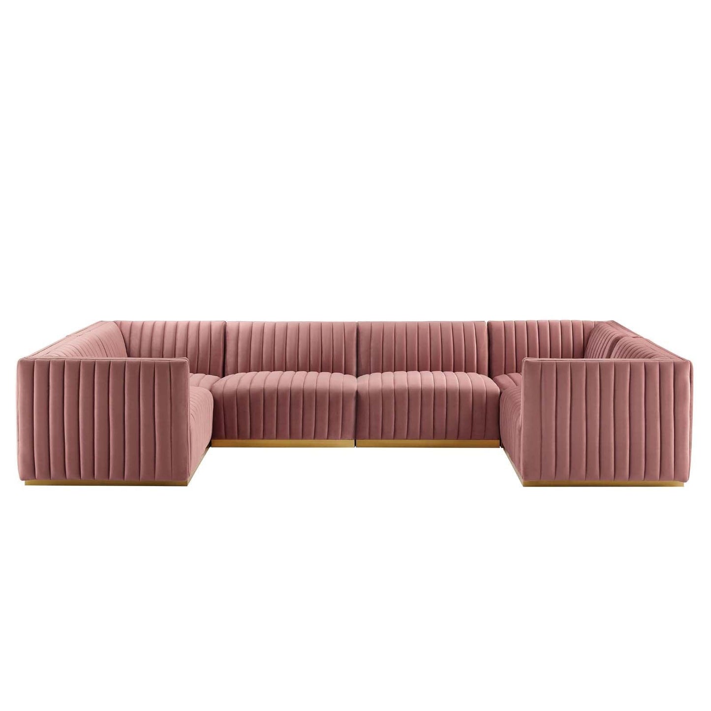 Modway Conjure Channel Tufted Performance Velvet 6-Piece U-Shaped Sectional FredCo