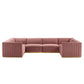 Modway Conjure Channel Tufted Performance Velvet 6-Piece U-Shaped Sectional FredCo