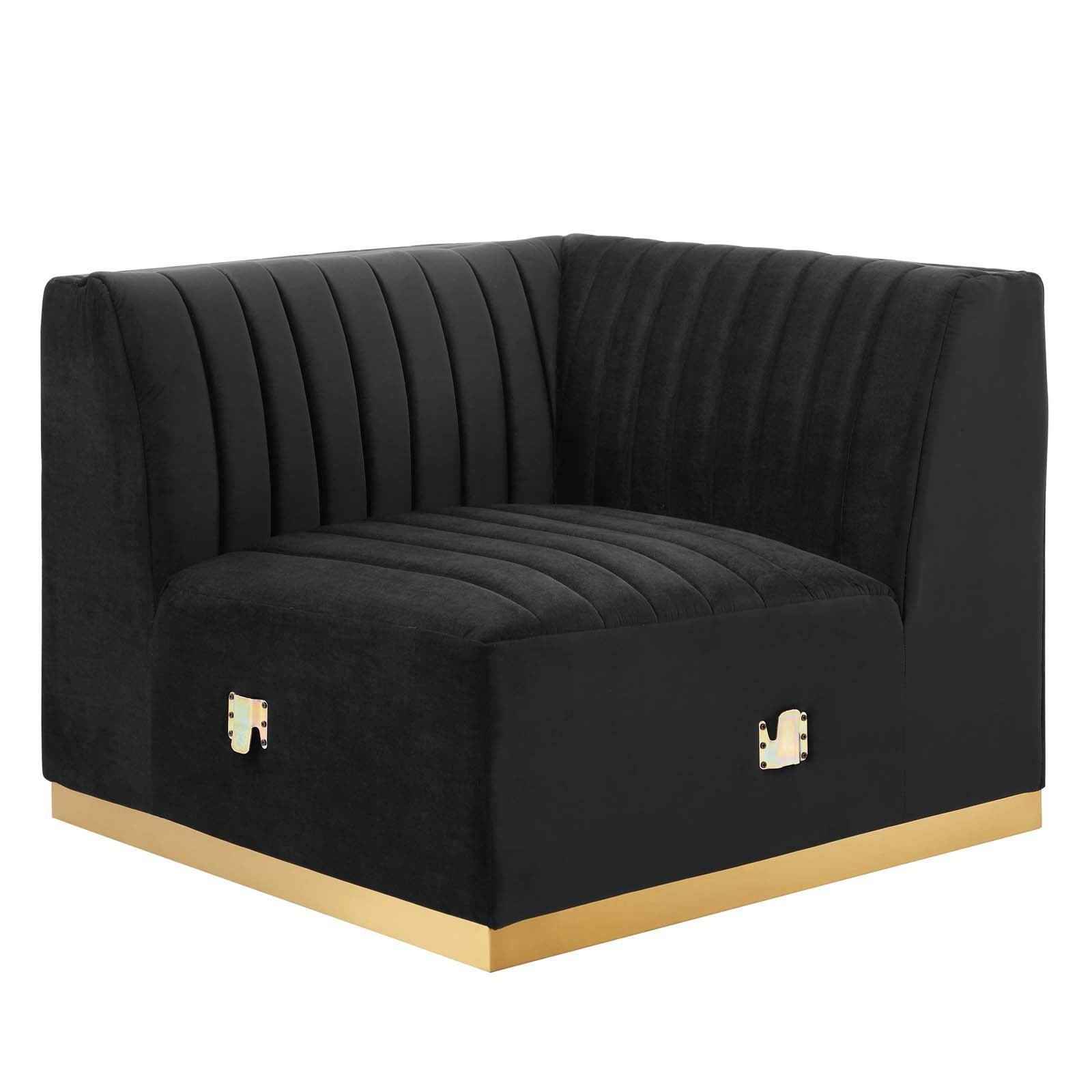 Modway Conjure Channel Tufted Performance Velvet 6-Piece U-Shaped Sectional FredCo