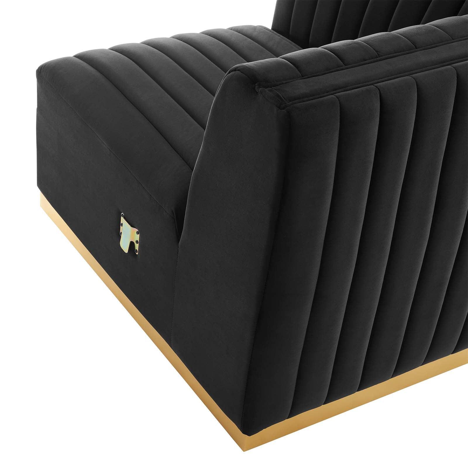 Modway Conjure Channel Tufted Performance Velvet 6-Piece U-Shaped Sectional FredCo