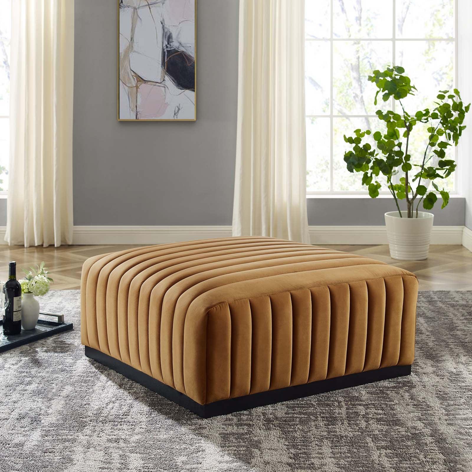 Modway Conjure Channel Tufted Performance Velvet Ottoman FredCo