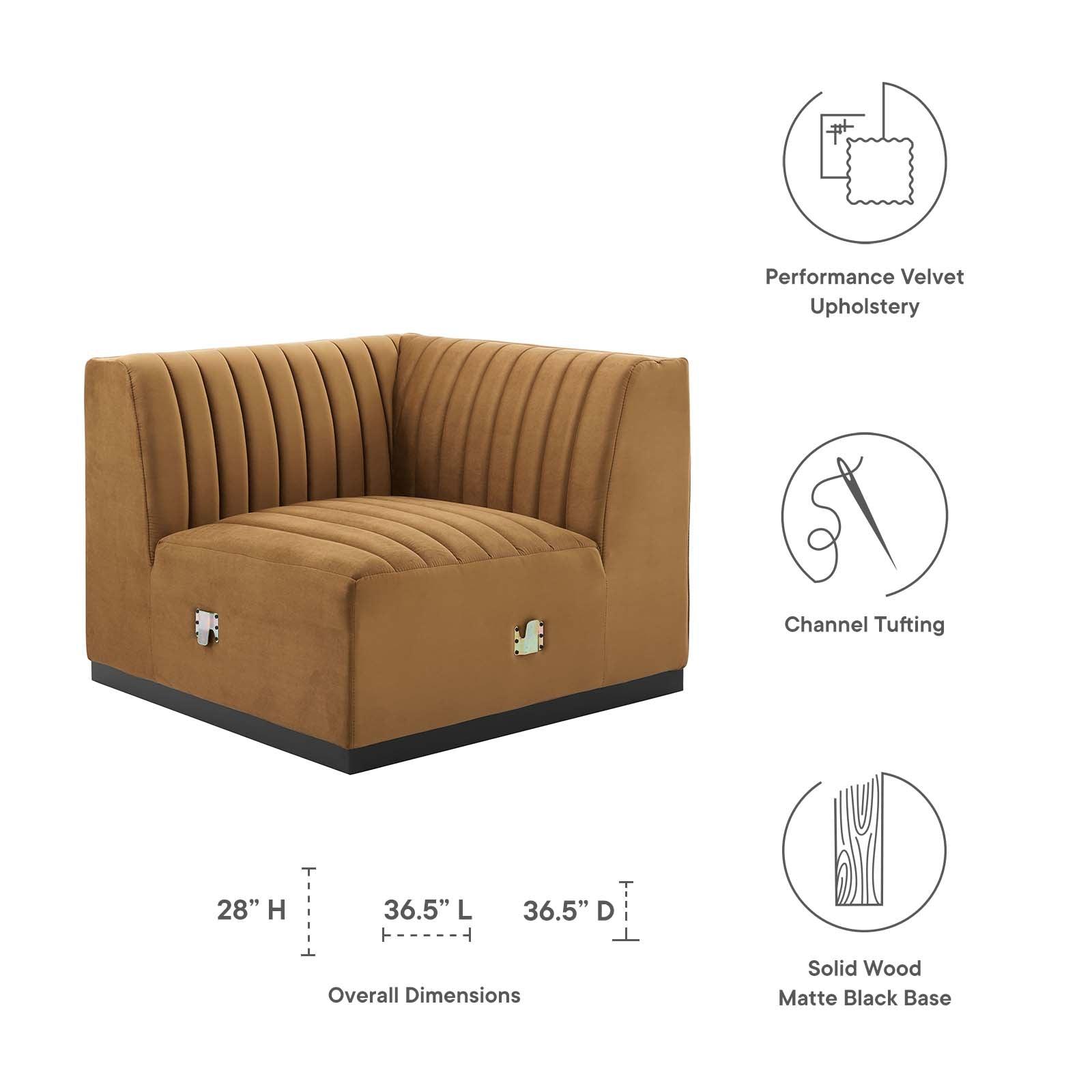 Modway Conjure Channel Tufted Performance Velvet Right Corner Chair FredCo