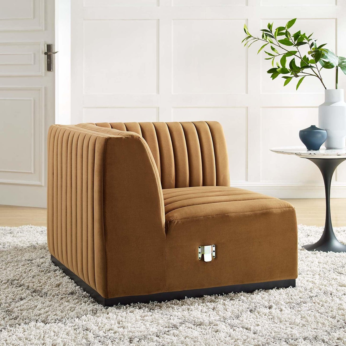 Modway Conjure Channel Tufted Performance Velvet Right Corner Chair FredCo